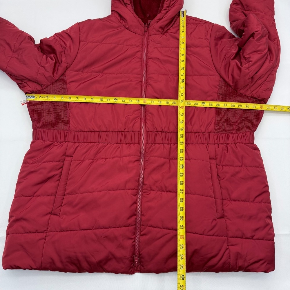 Torrid Fit & Flare Cinch Puffer Jacket Womens 6XL Faux Fur Lined Hooded Coat Red - Picture 5 of 9